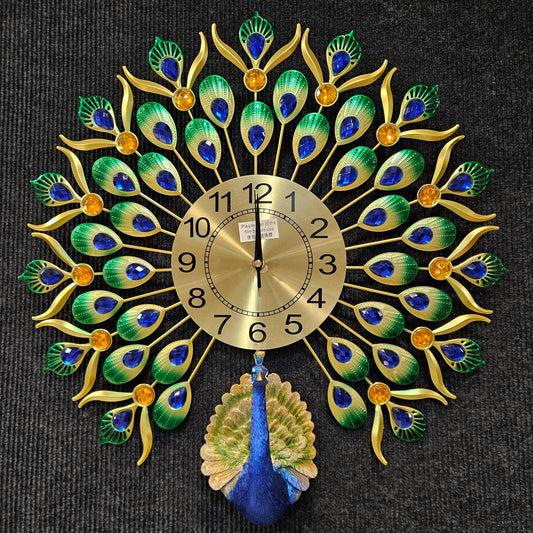 Metal Peacock Decorative Luxury Clock for Farmhouse & houses peacock Theme Analog Wall Clock