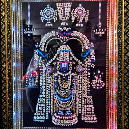 Lord Balaji with Attractive Shank Chakra Multi colour lighting & slokam wall hanging frame for Home Decor