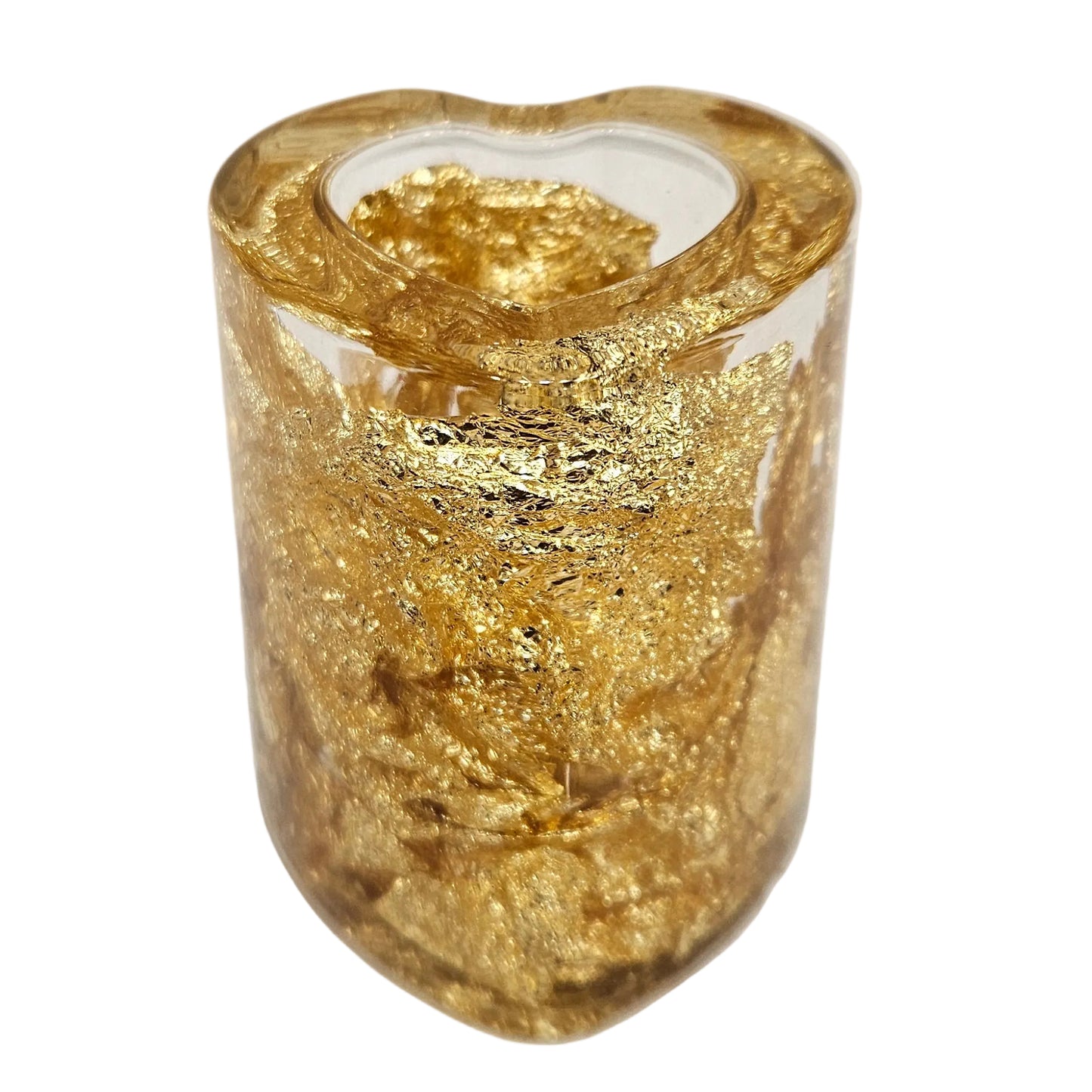 Pen Stand Decorative Heart Gold Flake Design Stationery Holder Gift Item Table Top Décor