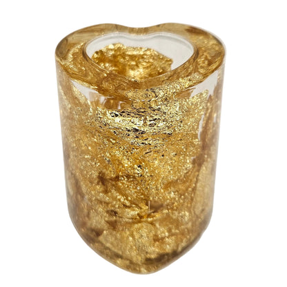 Pen Stand Decorative Heart Gold Flake Design Stationery Holder Gift Item Table Top Décor