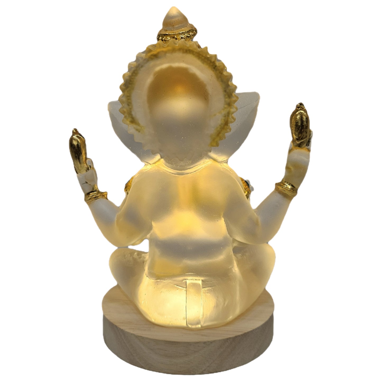 Crystal Ganesh Ji Statue with LED Light Base | Decorative Ganpati Idol for Home, Office, Temple & Festive Gifts