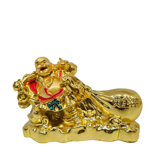 Kuberar Statue for Home Decor | Kubera Wealth God Idol with Money Bag | Golden Finish Feng Shui & Vastu Lucky Idol for Wealth, Prosperity & Success | Office Desk & Gift Item