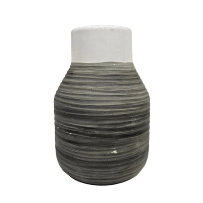Rustic Ceramic Flower Vase for Home Decor, Tall Grey Decorative Vase for Boho Vases for Table, Mantel, Fireplace, Shelf, Living Room