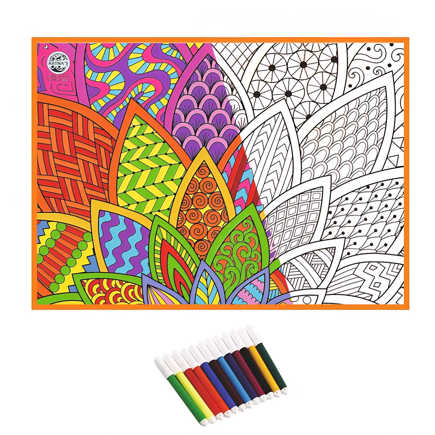 RATNA'S My Colouring Mat Mandala Design Washable & Reusable Mat Creative Coloring Fun for Kids & Adults