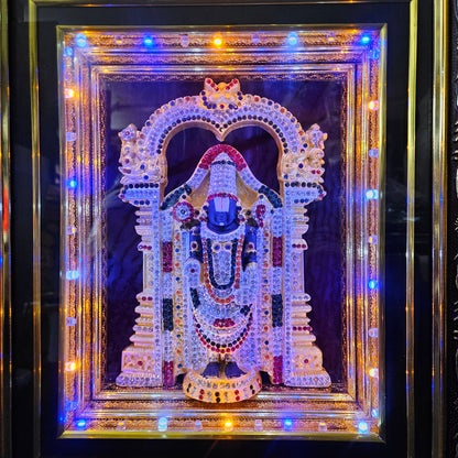 Tirupati Balaji decorated with attractive stones,slokam & multi colour lighting Cabin idol perfect for Marriage gifting,house warming