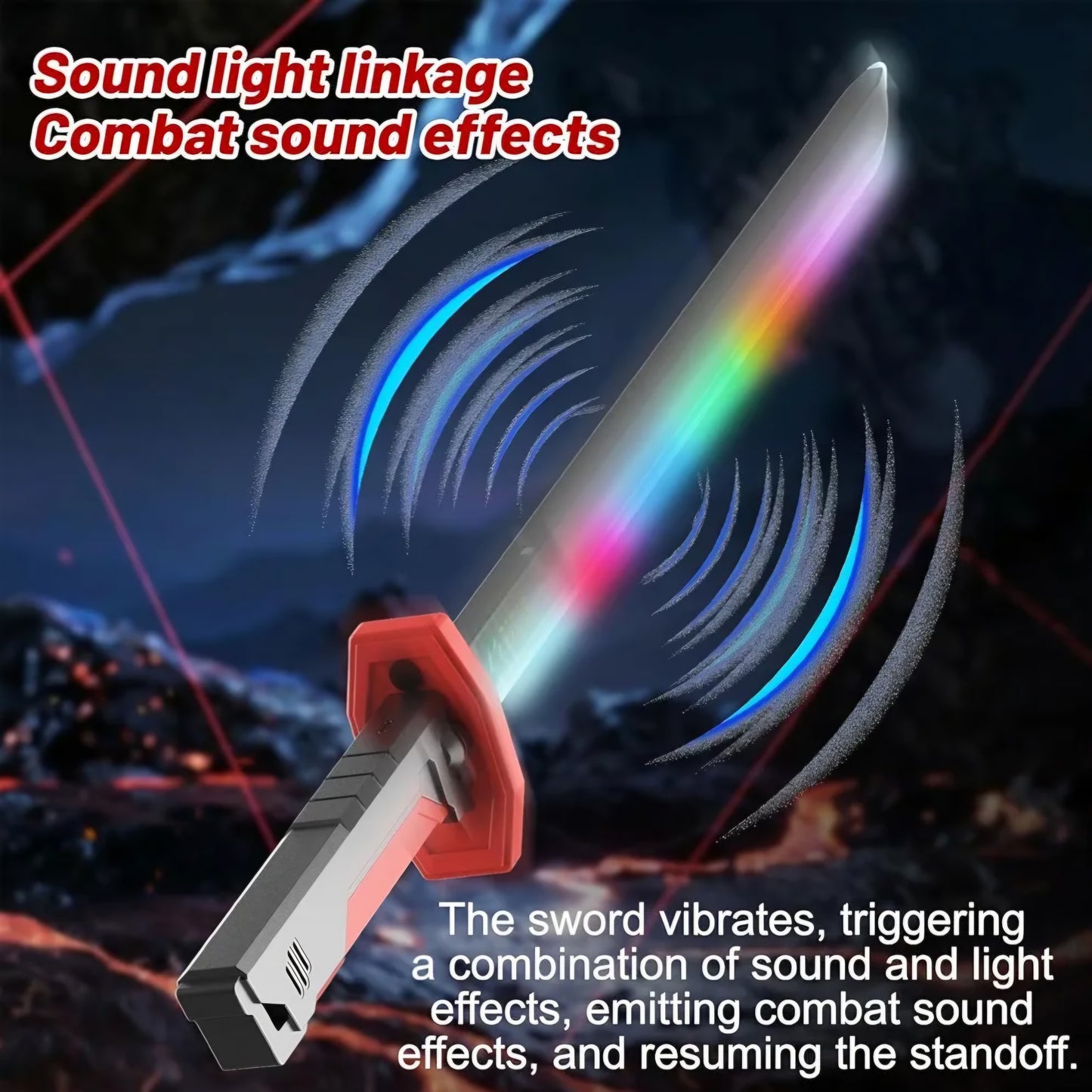 Sword with Smoke & Spark Effects, 7-Color Light Blade with Sound FX, Anime-Inspired Cosplay Katana for Roleplay, Halloween, Parties, Collectors, and Display
