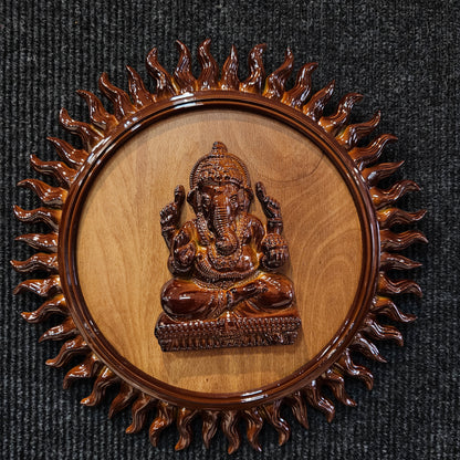 Ganesha 3D Wall Frame with Ganesh Idol Wooden Decorative Ganpati Photo Frame for Wall Hanging Spiritual Home Décor and Pooja Gift for Ganpati Festival and Daily Worship