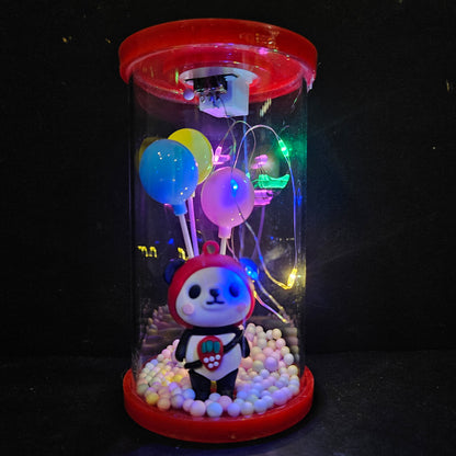 Panda best wishes lighting Balloons in a glass capsule perfect for couple gifting