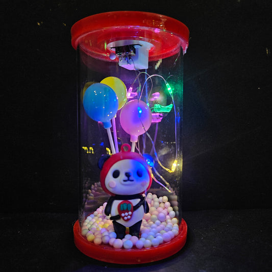 Panda best wishes lighting Balloons in a glass capsule perfect for couple gifting