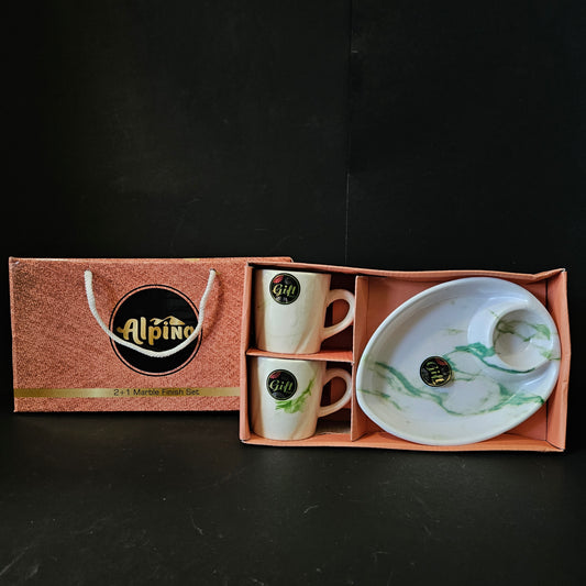 Kanch Alpino Ceramic 2 pieces set & 1 serving tray with Sauce dip