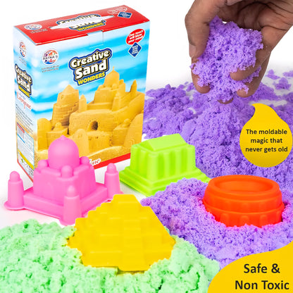 Creative Sand Wonders 500g with Big Moulds for Indoor Beach Fun Kinetic Sand Smooth and Non Sticky for Kids