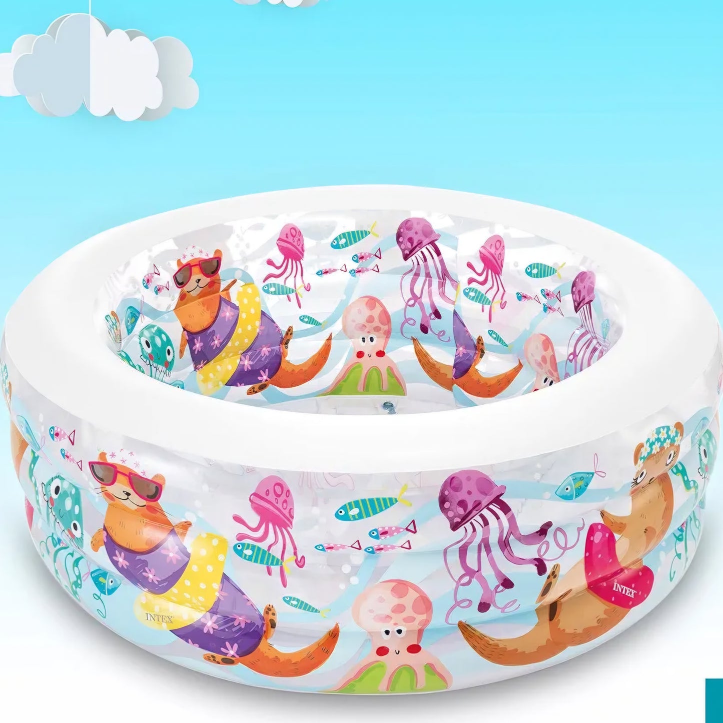 Intex wet set Aqua theme medium size Round Pool for Kids above 6years Bath Kiddie Pool for Summer Play Pool