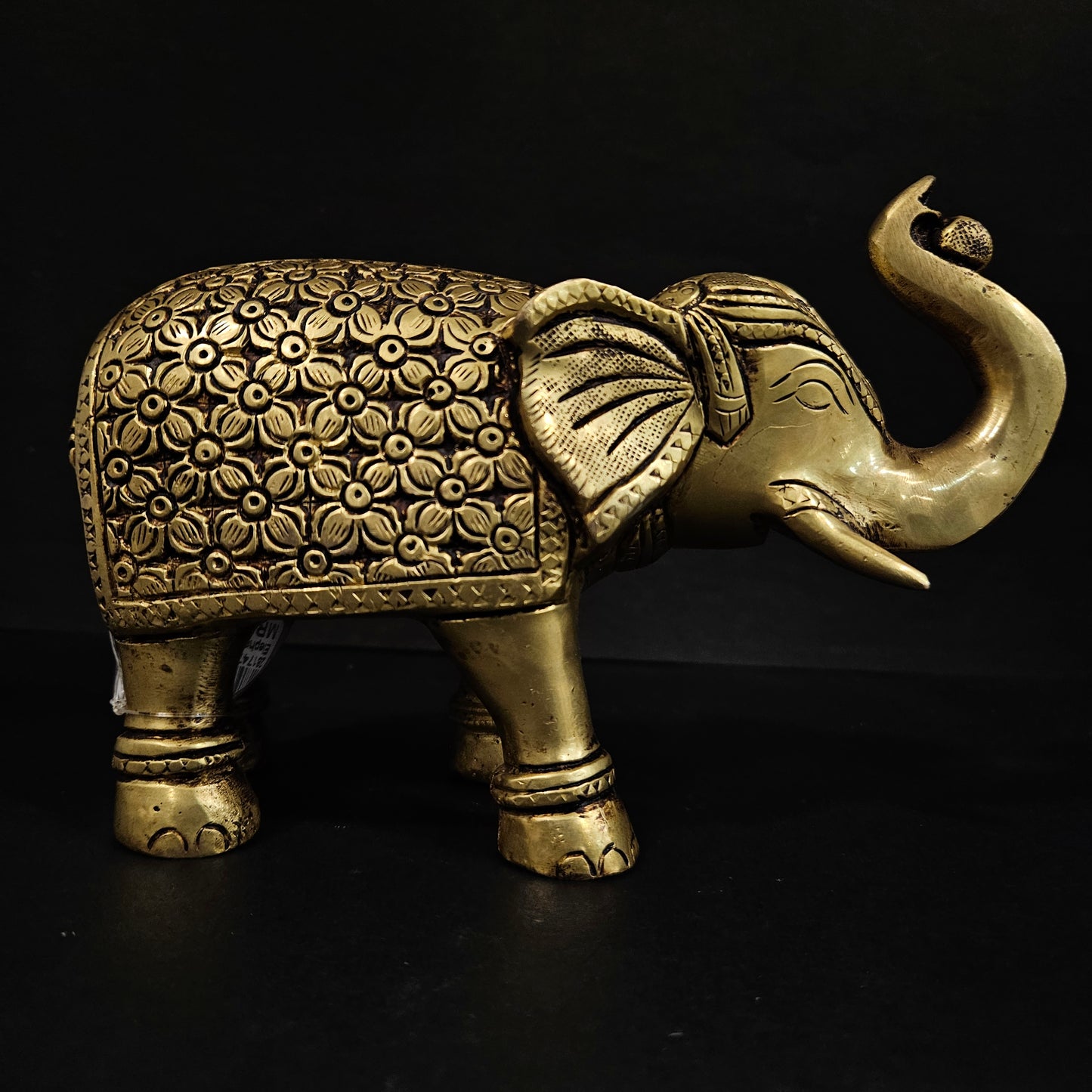 Brass Elephant with Beautifull Design Carving Work On Hathi Gajraj Lucky Figurine Showpiece for Home Statue Idol Handicraft Art