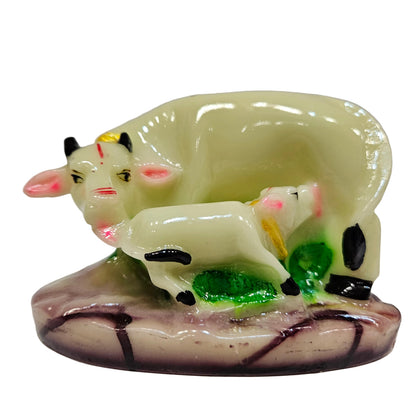 Kamdhenu Cow & Calf Murti Idol to Worship & Gain Prosperity Religious Statuary Decoration Ideal for Home, Office, Gift & Vastu