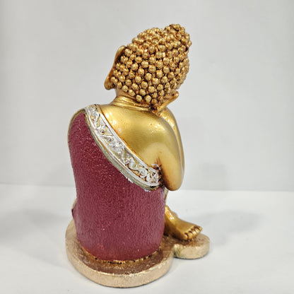 Sitting Buddha Statue Idol Buddha Figure Gold Foli Work Resin Made Light Weight Statue Perfect Home decor