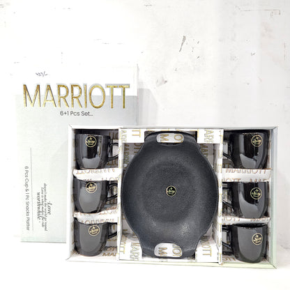 Marriott 6 pieces Ceramic cups & 1 snack platter