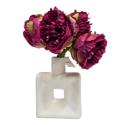 White Ceramic Vases Square Ceramic Flower Vases Decorative Vases for Rustic Home Decor