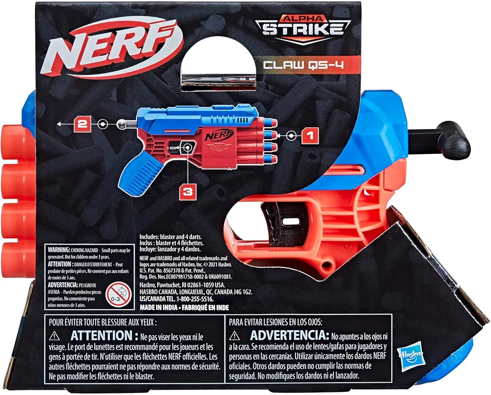 Nerf Alpha Strike Claw Blaster, 4-Dart Blasting, Easy to Load,Darts, for 8 years above Guns & Darts