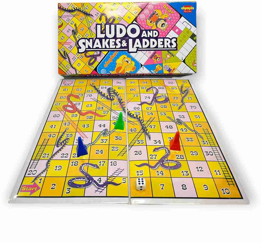 Snakes & Ladders and Ludo" board game by Olympia. It is a medium-sized, double-sided game board.