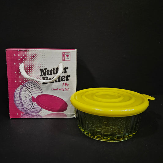 Shelly Glassware Nutter Butter Glass Bowl with Lid for Returning gifting & storage purpose