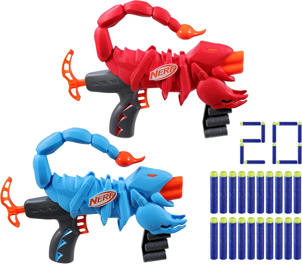 Nerf Wild Venompack, Includes 2 Easy Play Nerf Blasters, Scorpion Designs, 20 Nerf Elite Darts, Snake Toys, Ages 6 years above
