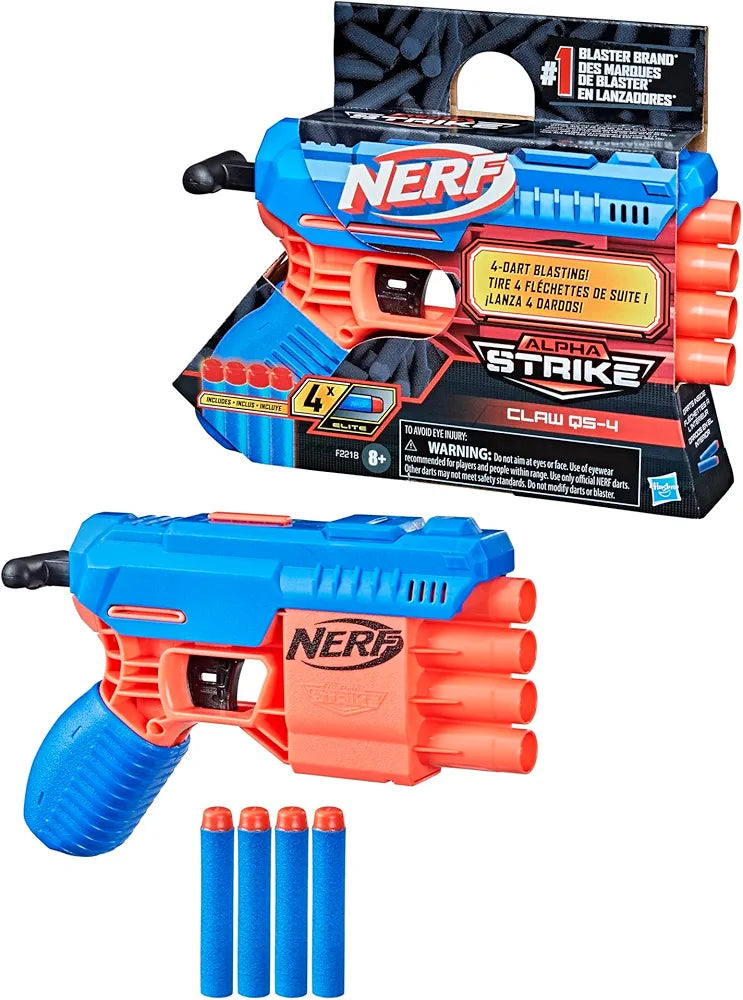 Nerf Alpha Strike Claw Blaster, 4-Dart Blasting, Easy to Load,Darts, for 8 years above Guns & Darts