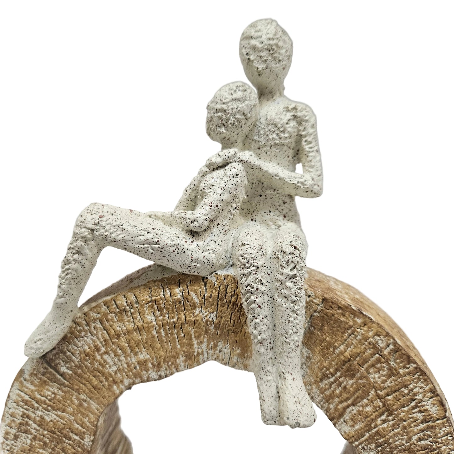 Decorative showpiece love Couple textured figure perched a top a textured, arched base