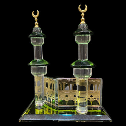 Kabba Mecca Allah Crystal & Minaret Gold Plated Showpiece Idol Finguries Ideal for Home Décor Collectable | Office Décor