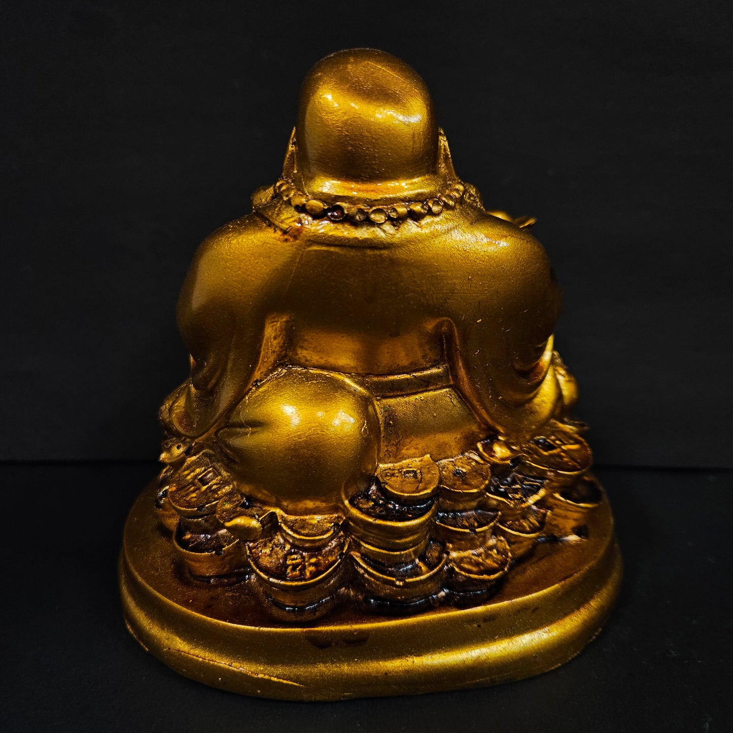 Charming Golden Laughing Buddha Statue – Hand-Painted Resin Figurine for Prosperity, Happiness, and Home Office Living Room Decor for Diwali
