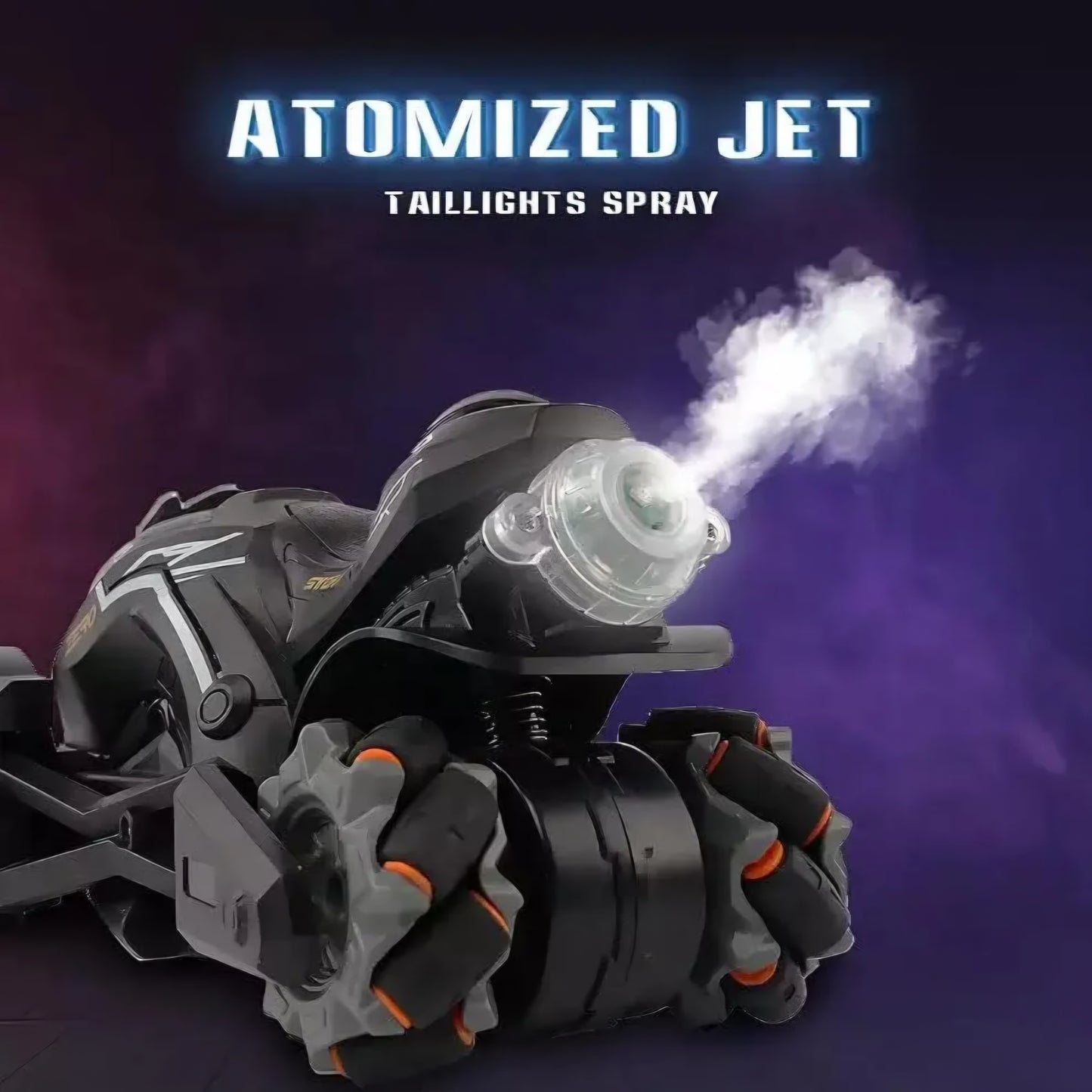 Remote Control Three Wheels Motorbike 4-Wheels Tyre RC Stunt Motorcycle Model Electric Stunt Tricycle Toy with Light