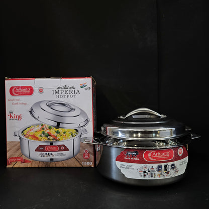 Arhanto Imperia hotpot with 1500ml Capable Stainless Steel with high quality that keeps food hot and fresh for long hours