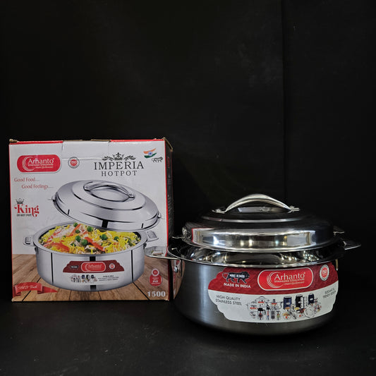 Arhanto Imperia hotpot with 1500ml Capable Stainless Steel with high quality that keeps food hot and fresh for long hours