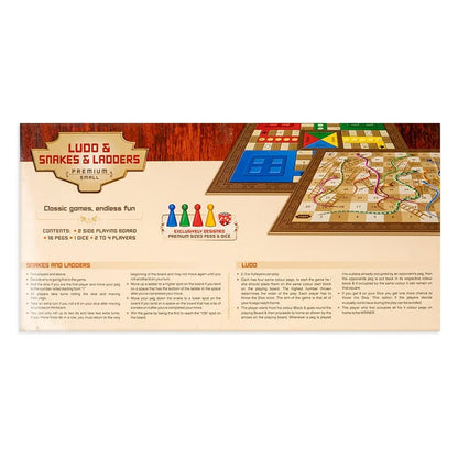 Ludo and Snakes & Ladders Premium | Multiplayer 2 in 1 Board Game for Nonstop Fun (Small)