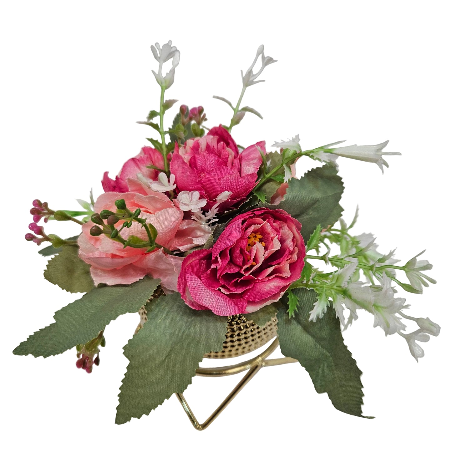 Artificial Antique  Rose Flowers with Creamic Pot and Metal Stand Ideal for Table Indoor |Home Decoration
