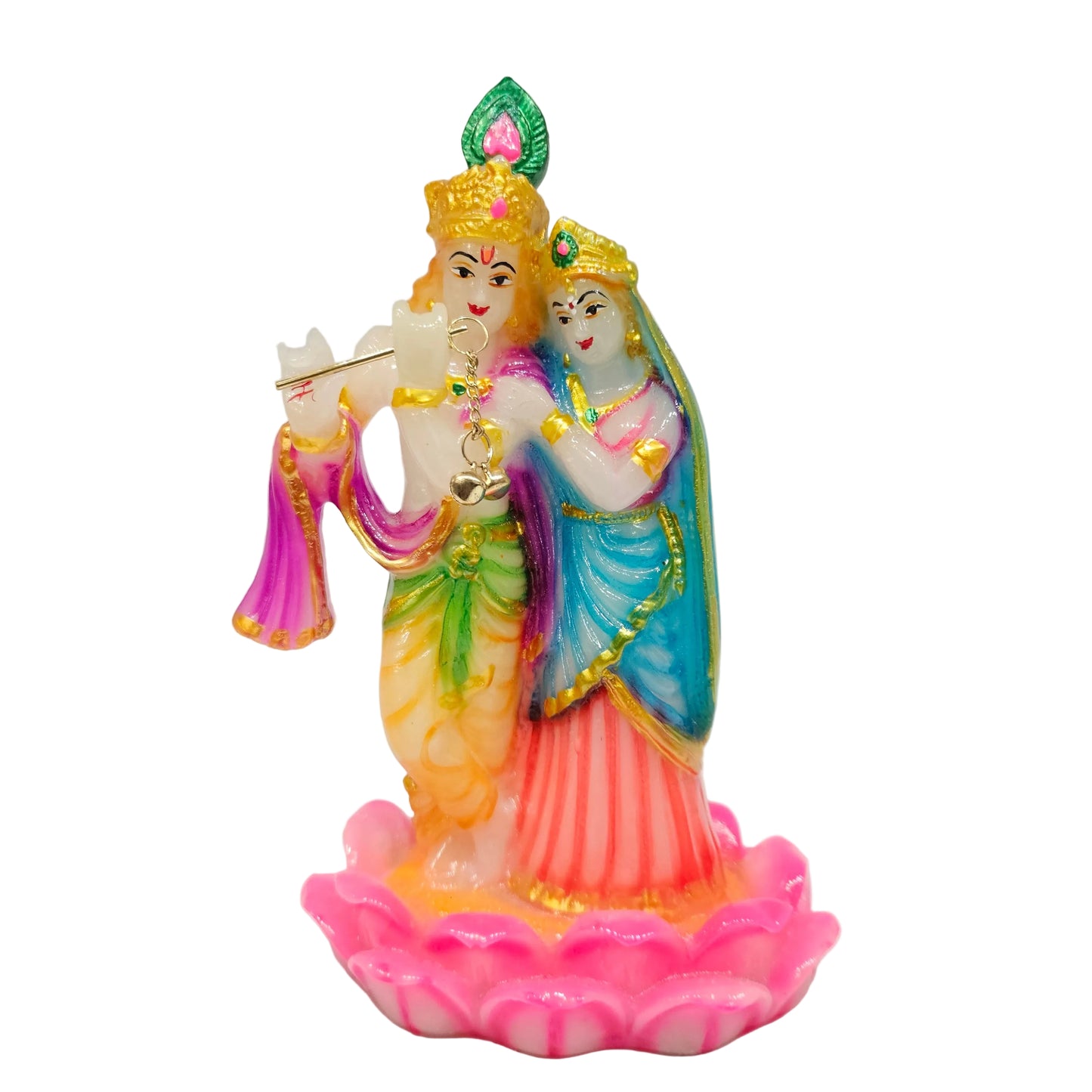 Handmade Marble Dust Radha Krishna Murti – Divine Miniature Statue for Home, Office & Car Dashboard