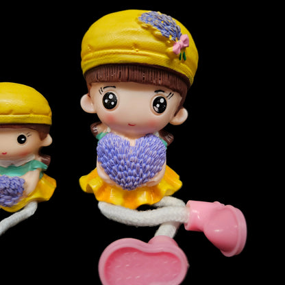 Family Set Charming Showpiece | Polyresin Hanging Legs Statues | Family Sitting Dolls Miniature Figurine for Living Room Shelf Home Decor Items (4 Pcs Set