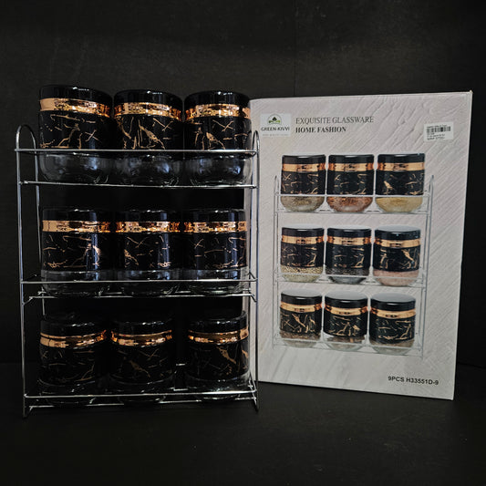 Green kivvi exquisite glassware home fashion high quality glass 9 pieces food Storage jars