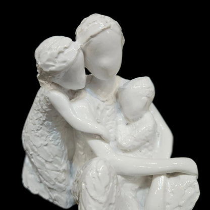 Happy Family of Mother, Daughter Backhugging, and Boy on Lap Human Figurine Showpiece for Home Decor Living Room | Showpiece for Gift for Mom | Birthday Gift for Mother