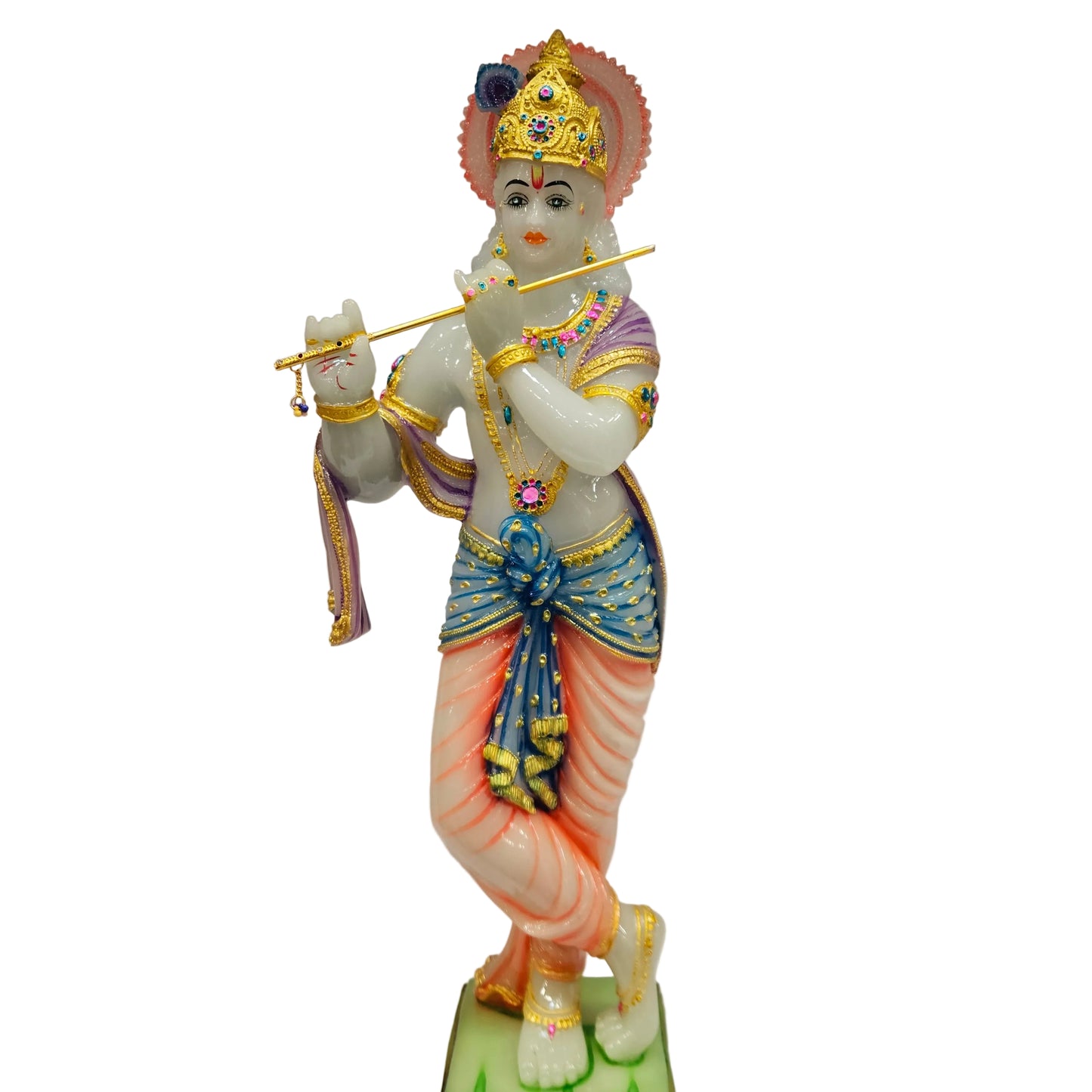 Polyresin Krishna Statue, Traditional Hand-Painted Figurine,Spiritual Home Decor, Temple Worship Idol