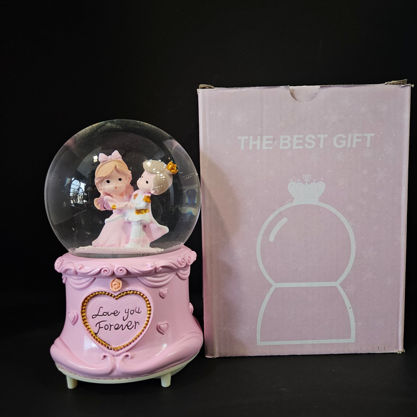 Lighting Couple Statue Boy And Girl Idol In Circular Crystal Valentine Gift