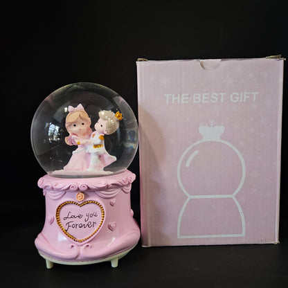 Lighting Couple Statue Boy And Girl Idol In Circular Crystal Valentine Gift