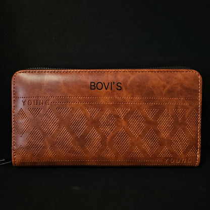 Bovis Leather Thin Slim Wallets for Women with Zipper