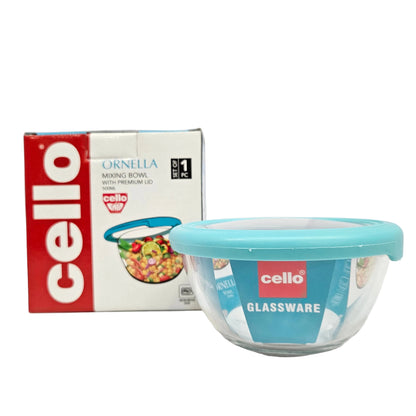 Cello Ornella Glassware Bowl with lid Microwave Safe (Approx:-500ml)