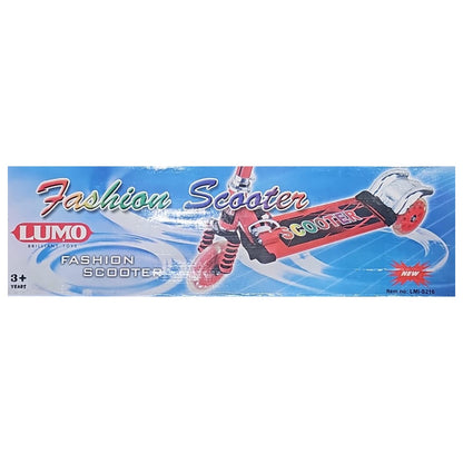 Lumo Fashion Scooter for kids, model LMI-S216, featuring a red and silver color scheme and suitable for ages 3+.