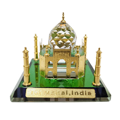 Crystal Taj Mahal Decorative Showpiece with Gold Detailing for Home Décor, Office Décor | Miniature Indian Souvenir Model & Agra Gifting Showpiece
