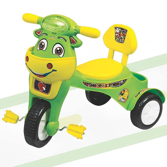 Panda's kids happy birthday tricycle with Lights & music with fun & joy,back support for comfort,front Basket,back Basket & pedal wheels tricycle