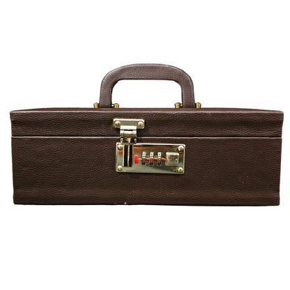 Brown leather Jewellery Box For Women,Portable Travel Jewellery Organiser Box For Ring,Earrings & Bracelet with number locking