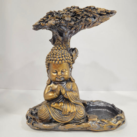Meditating Baby Monk under the tree Showpiece Idol for Home/ Office Table Decor and Gift Decorative Showpiece