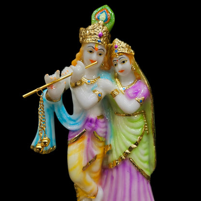 Shree Radha Krishna Idol | Marble Powder Murti for Home Temple, Office & Pooja Mandir | Figurine for Janmashtami, Worship & Festive Gifting