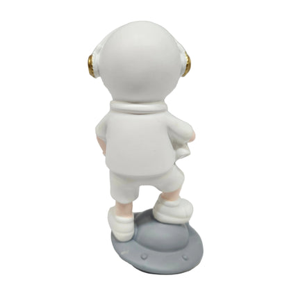 Astronaut Standing on ufo Figurine, Handmade Space Decor Resin Statue, Showpiece for Home, Office Desktop, Living Room